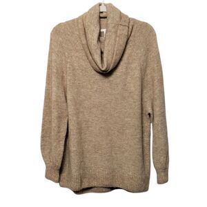 H&M Camel Tan Mohair Wool Blend Cowl Neck Oversized Sweater